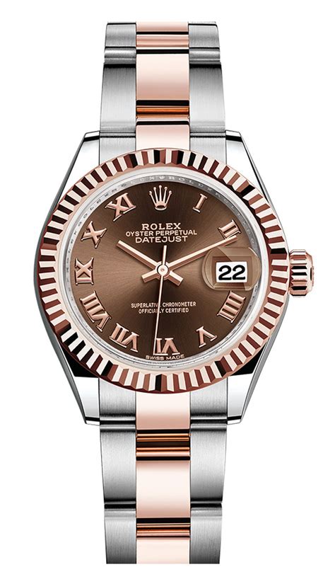 rolex lady datejust 28mm everose fluted two-tone|rolex datejust 279171.